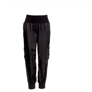 Black Satin Jogger Pants cinq a sept